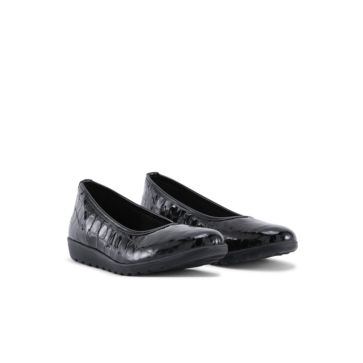 Ballerines cuir semelle amovible vernis noir, PEDICONFORT