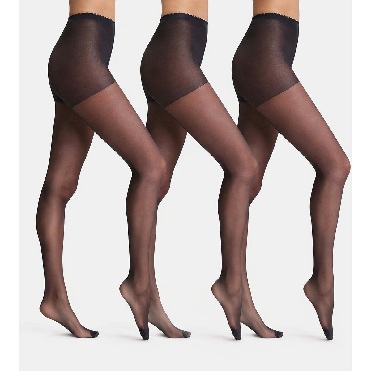 Set van 3 paar panty's Body Touch Voile 20 Deniers zwart, DIM