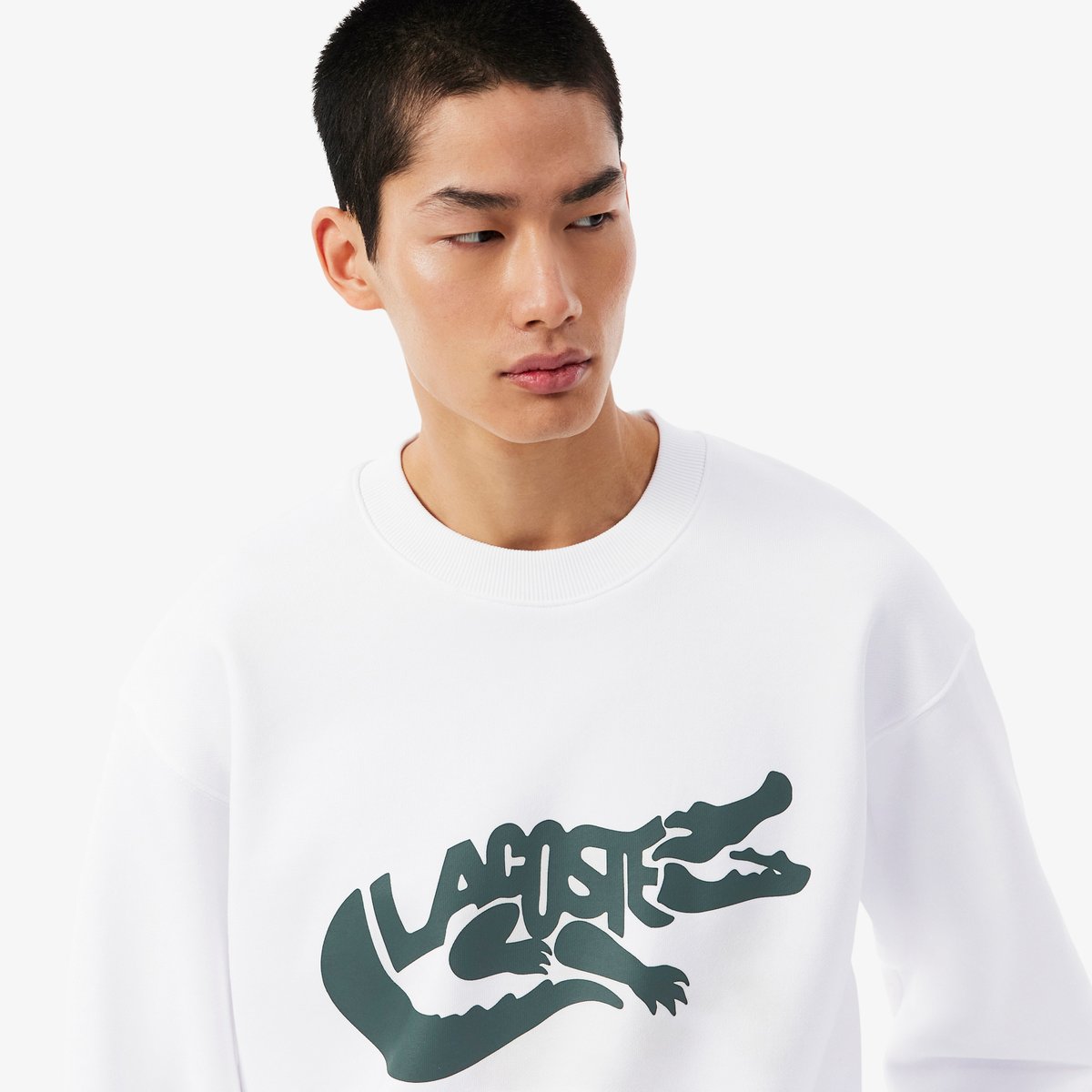 Sweatshirt coton fabriqué en France blanc-001, LACOSTE
