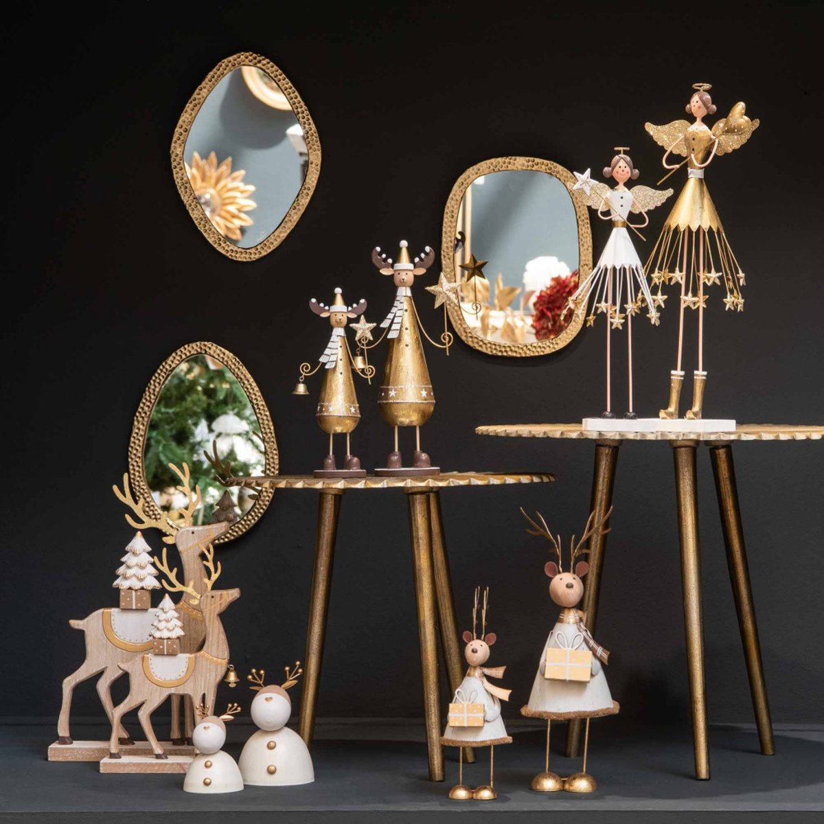 Set de 2 rennes magique à poser en métal doré H25 cm or / doré, AMADEUS