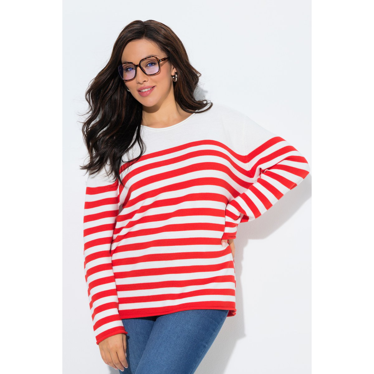 Pull col rond et manches longues corail, ULLA POPKEN
