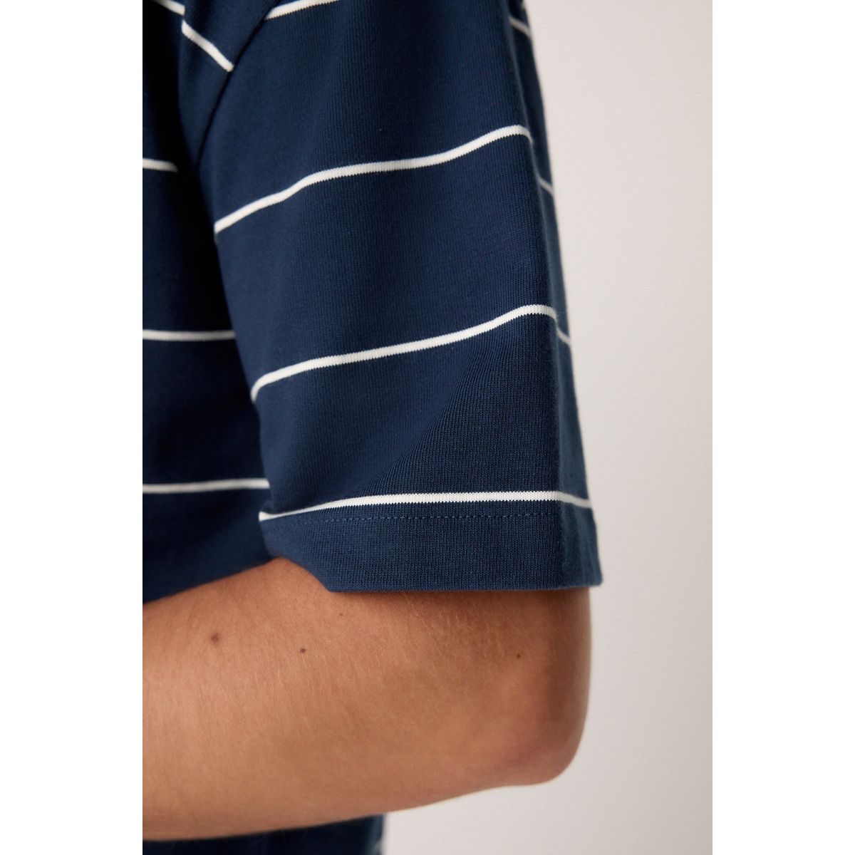 T-shirt 100 % coton épais à rayures bleu marine, NEXT