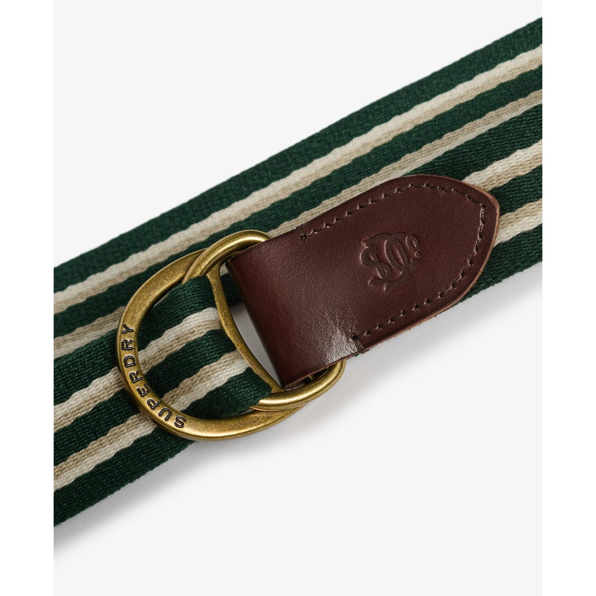 Ceinture Heritage Stripe Coupe Classique rayure vert pin foncé, SUPERDRY