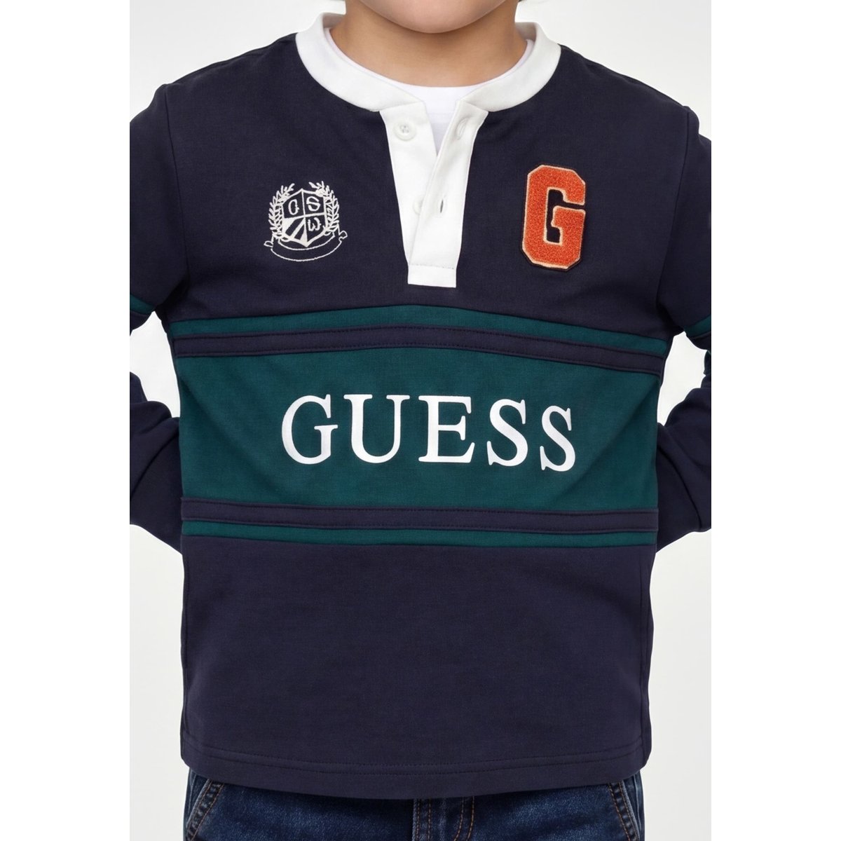 T-Shirt Avec Logo Brodé bleu foncé, GUESS KIDS
