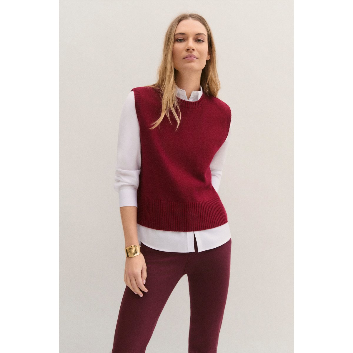 Pull droit col rond MWILLIE rouge foncé, CAROLL