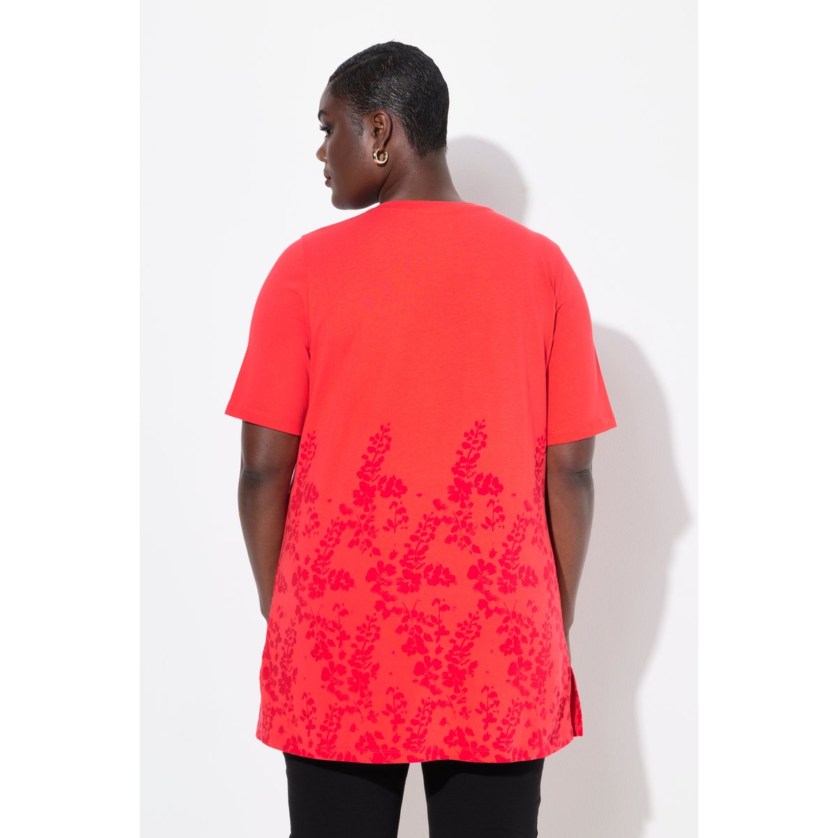 T-shirt à manches courtes et col en V rouge clair, ULLA POPKEN