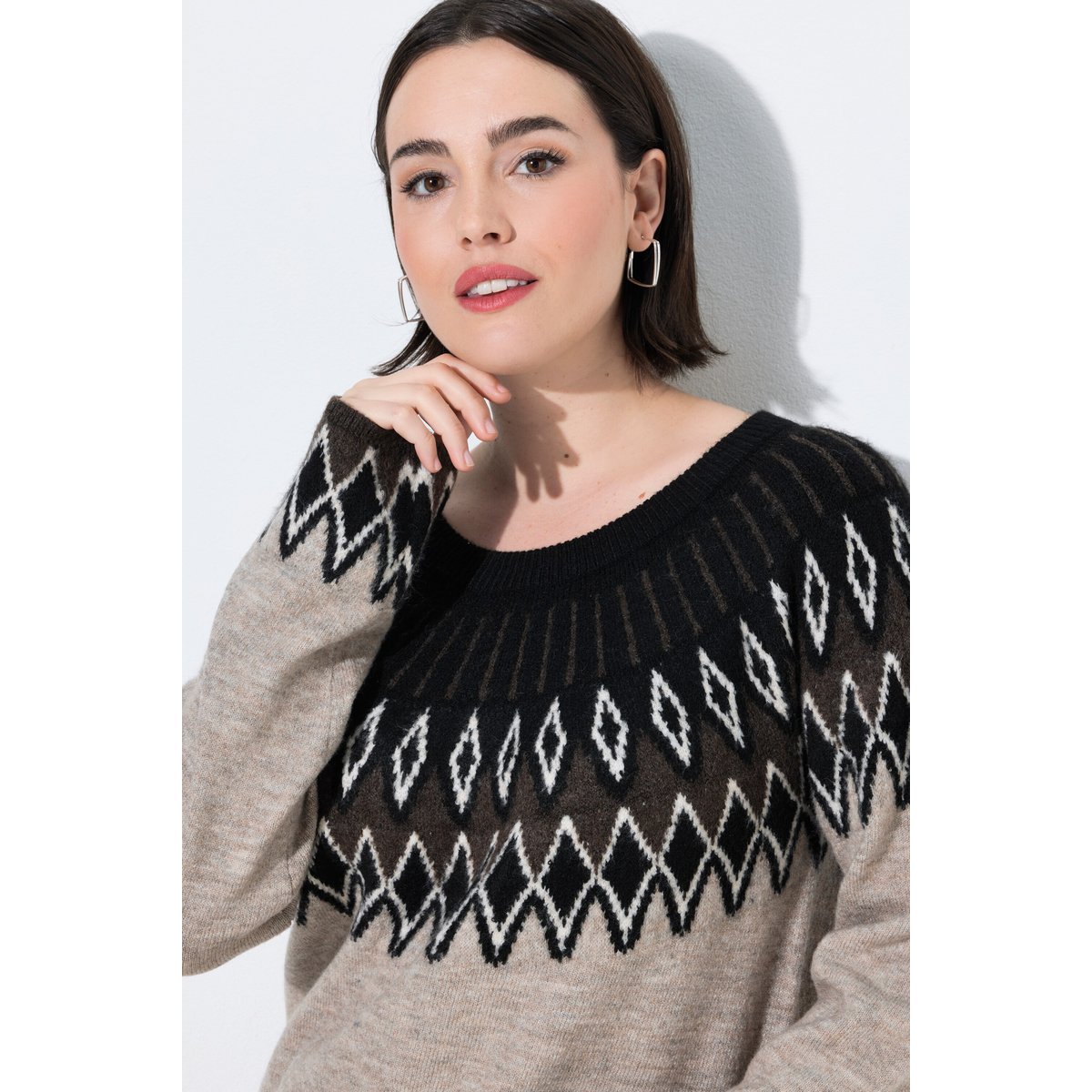 Pull à motif norvégien beige foncé, ULLA POPKEN