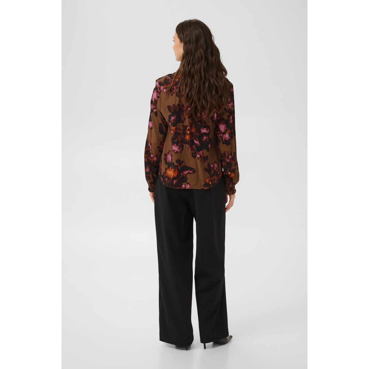 Blouse à manches longues marron rose brown/pink flower, CULTURE
