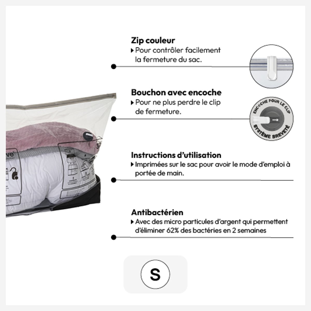 Housse de rangement sous vide pour lit AIR noir, 5FIVE SIMPLY SMART