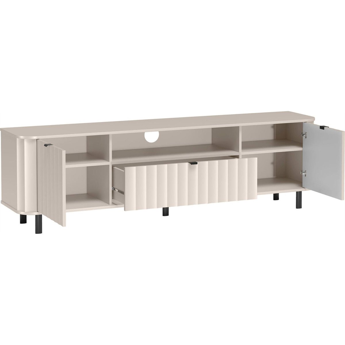 Meuble tv en bois collection NOVADO cachemire mat et noir mat, RECOLLECTION