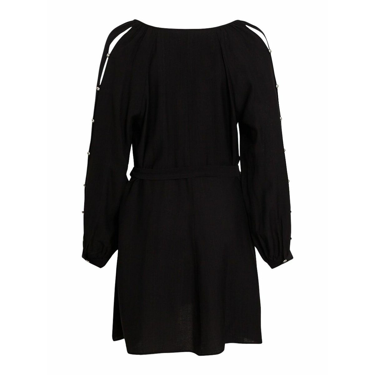 Robe courte ceinturée avec détail boutons argentés noir, VILA