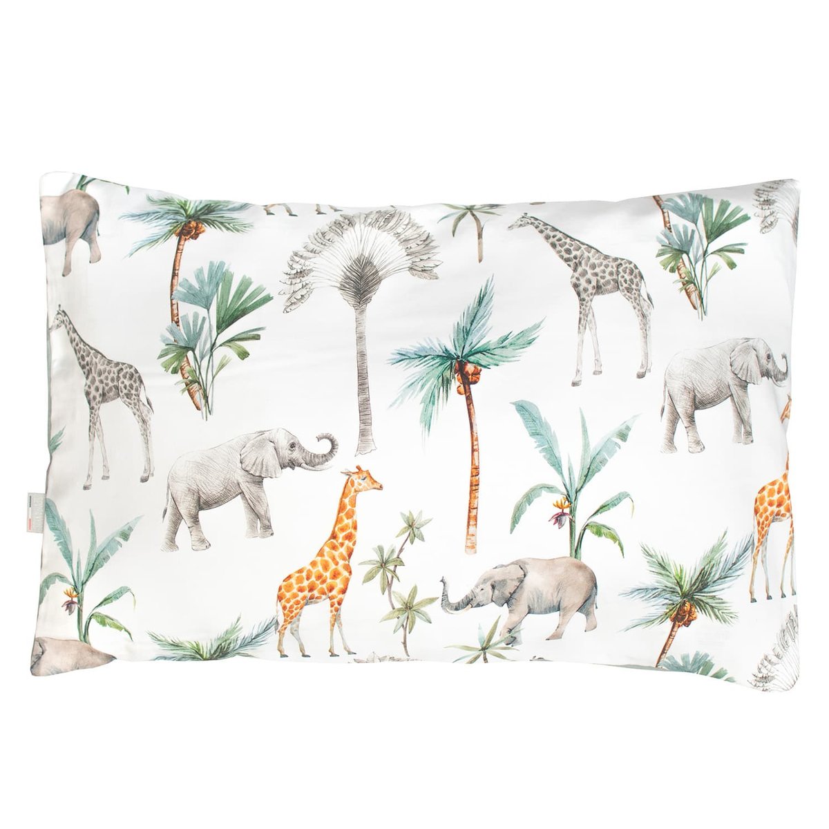 Taie d'oreiller réversible en satin coton SAFARI safari, vert, gris, blanc, SEVIRA KIDS