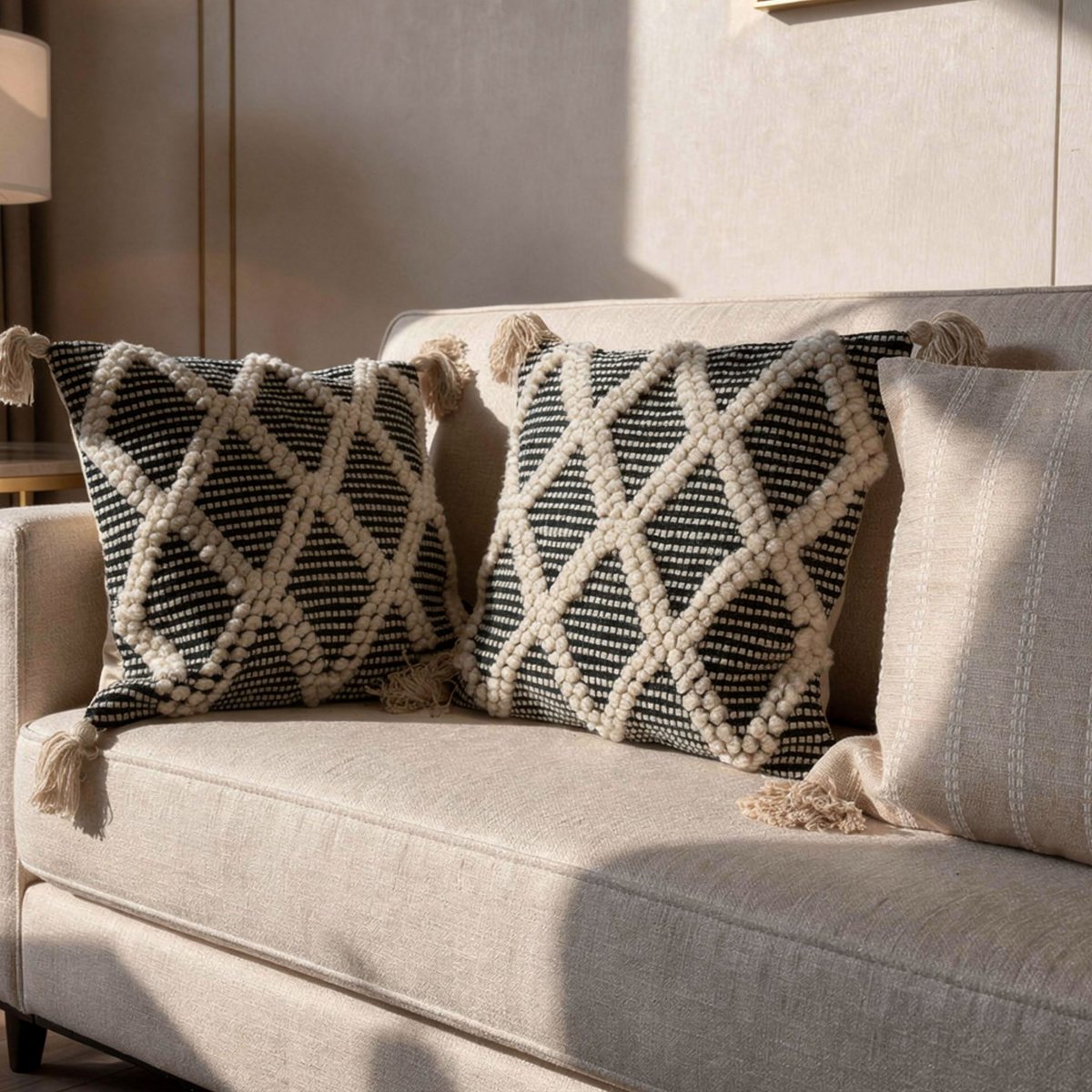 Housse de coussin Soren noir, crème, ARCHIV