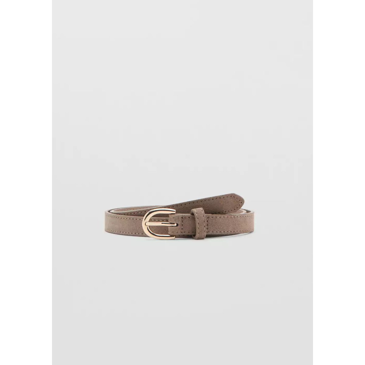 Ceinture cuir suède marron moyen, MANGO