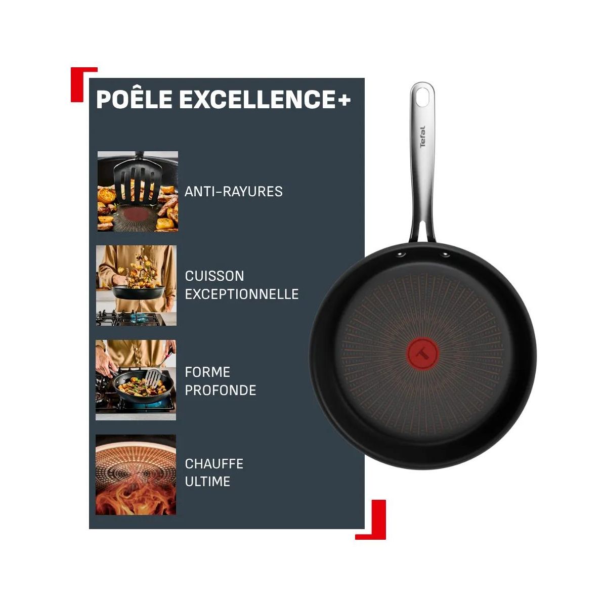 Poêle 20cm Excellence + noir, TEFAL