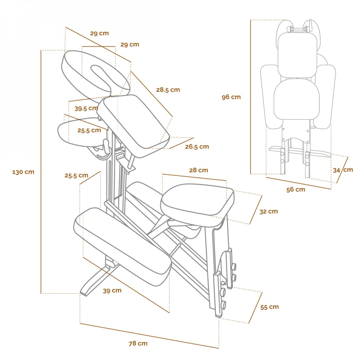 Chaise de massage en bois pliable avec sac de transport blanc, VIVEZEN