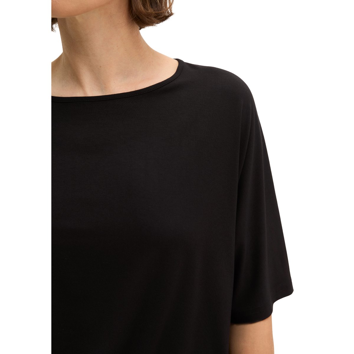 T-shirt relaxed en jersey stretch de viscose noir, MARC O'POLO