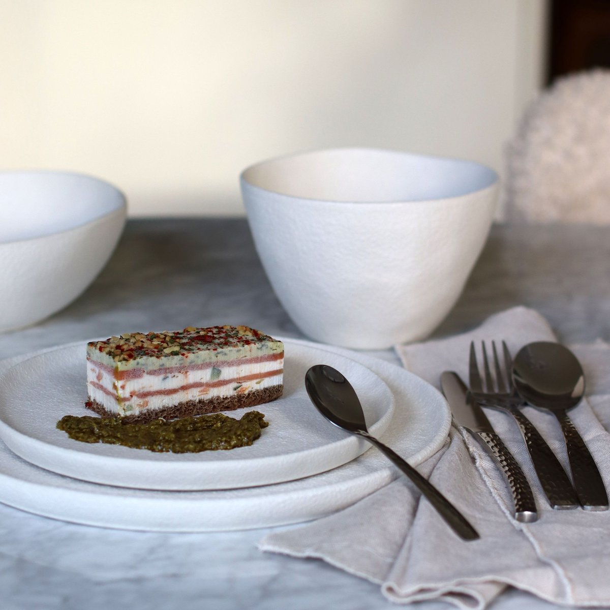 Lot de 6 assiettes à dessert 21cm, SNOWSTACK blanc, OGO LIVING