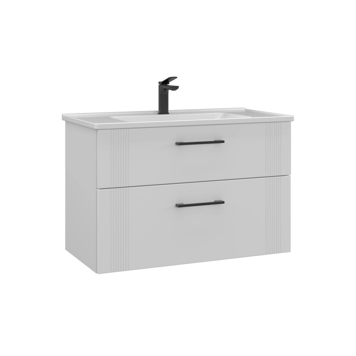 Meuble suspendu 2 tiroirs + vasque 85 cm ONDIA blanc, PIER IMPORT