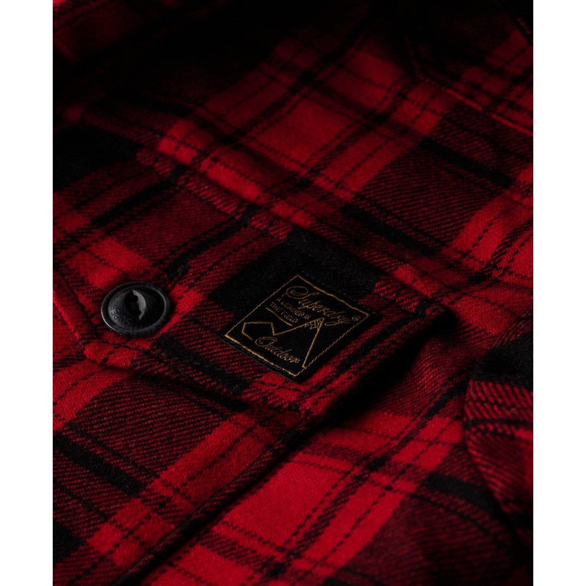 Surchemise en flanelle et peau lainée à carreaux rouge à carreaux, SUPERDRY