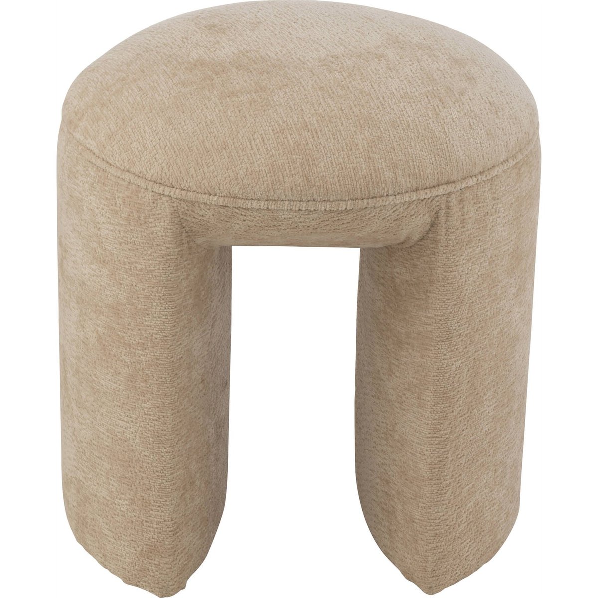 Tabouret rond en tissu assise confortable beige naturel textile doux, RECOLLECTION