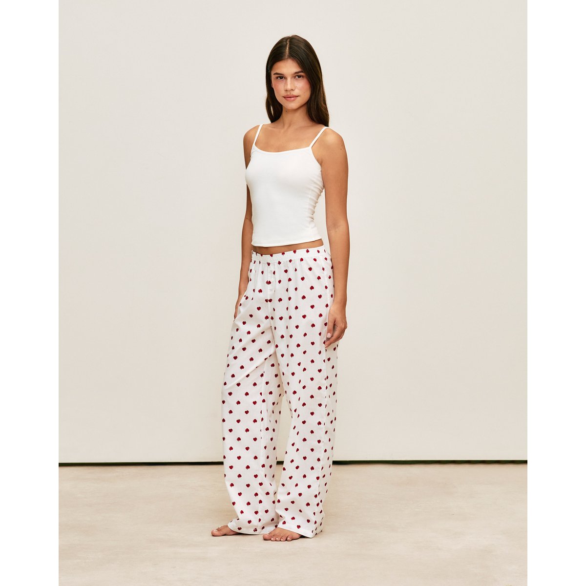 Pantalon en popeline à imprimé fraises NEWBASICNIGHTI blanc, UNDIZ