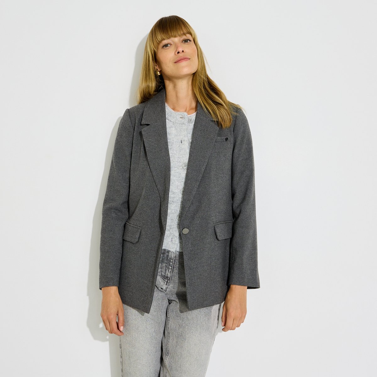 Veste blazer col tailleur gris, GRAIN DE MALICE