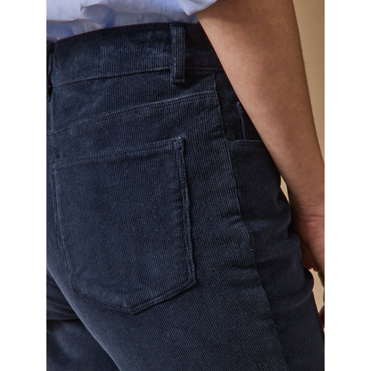 Pantalon slim velours milleraies Chloé encre, CYRILLUS