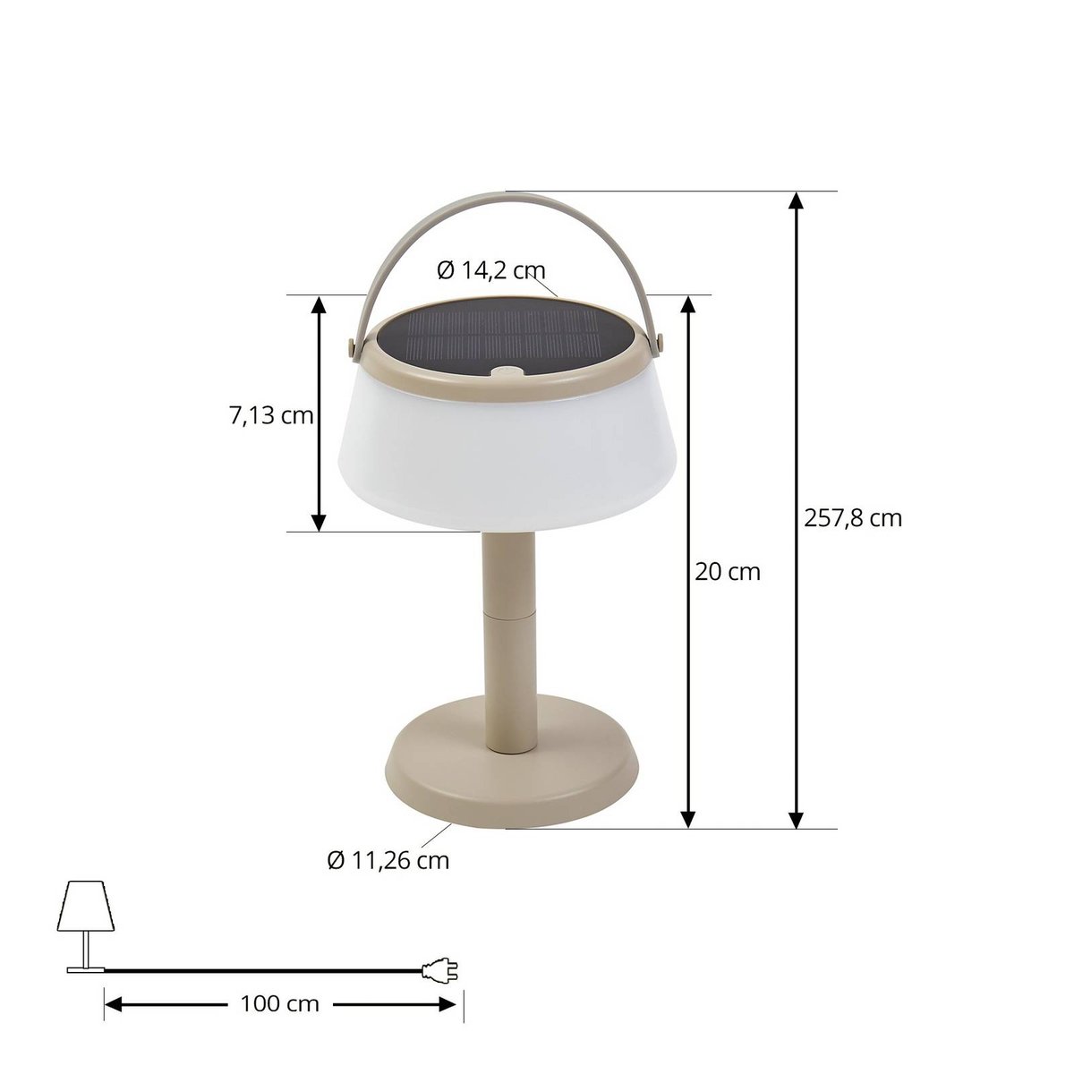Luminaire de terrasse  moderneLED, Mikkel beige sable, blanc, LINDBY