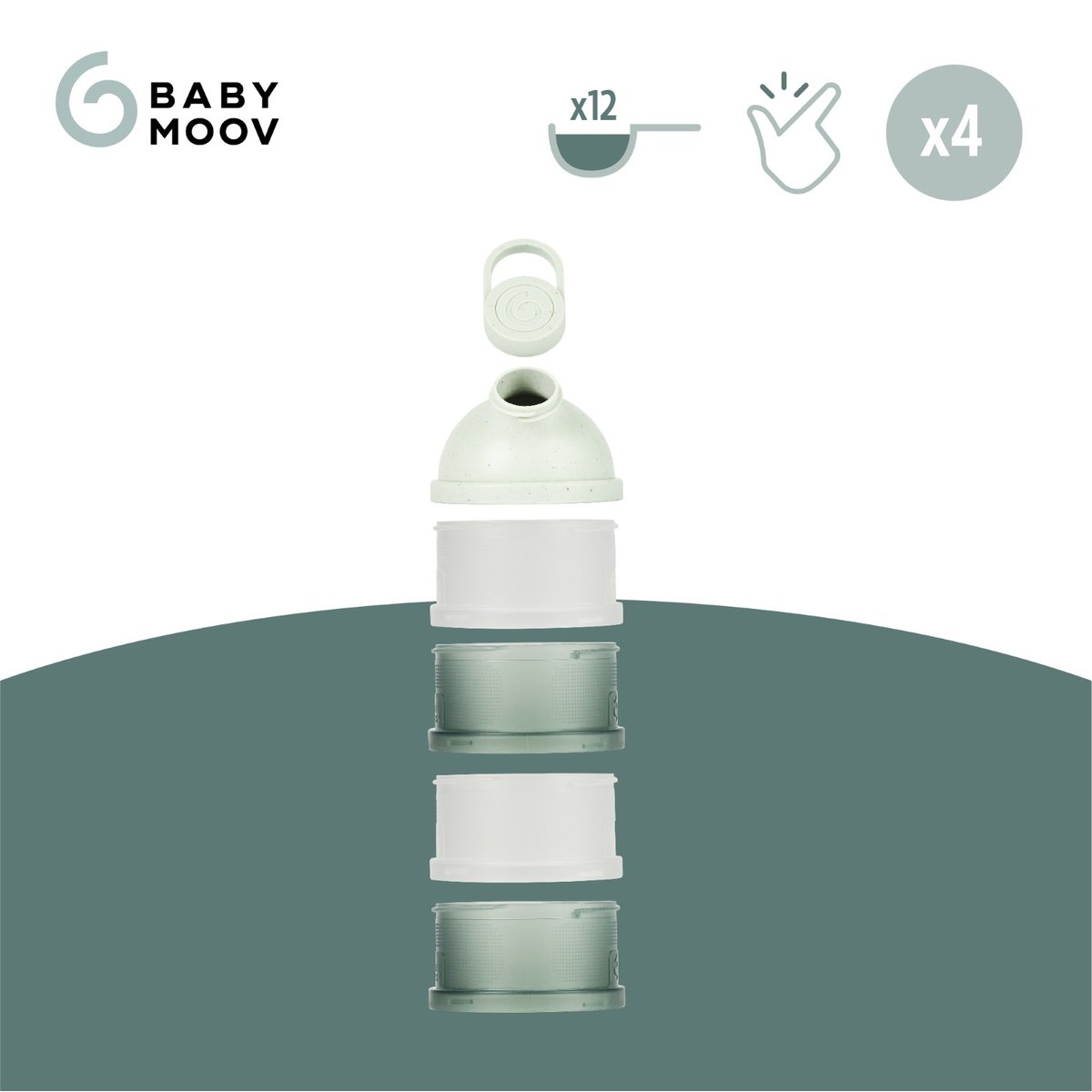 Boîte doseuse de lait ergonomique bébé vert, BABYMOOV
