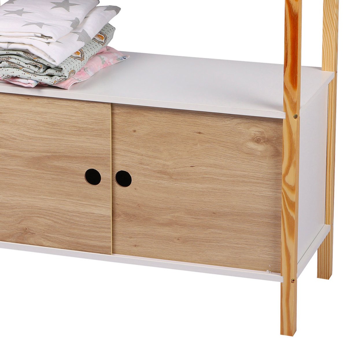 Armoire enfant 2 portes coulissantes et 1 étagère DREAM blanc, TOILINUX