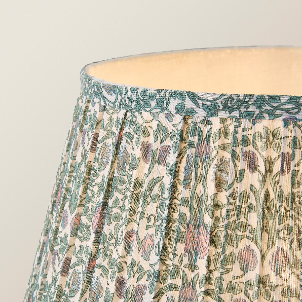 Bobbie Walnut Bobbin Floor Lamp with Floral Pleated Shade green, SO'HOME