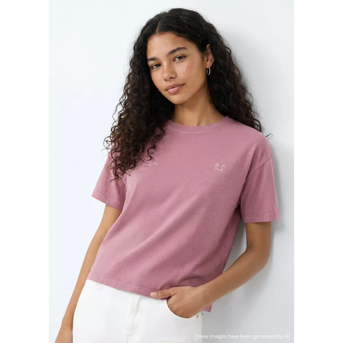 T-shirt 100 % coton motif rose, MANGO TEEN