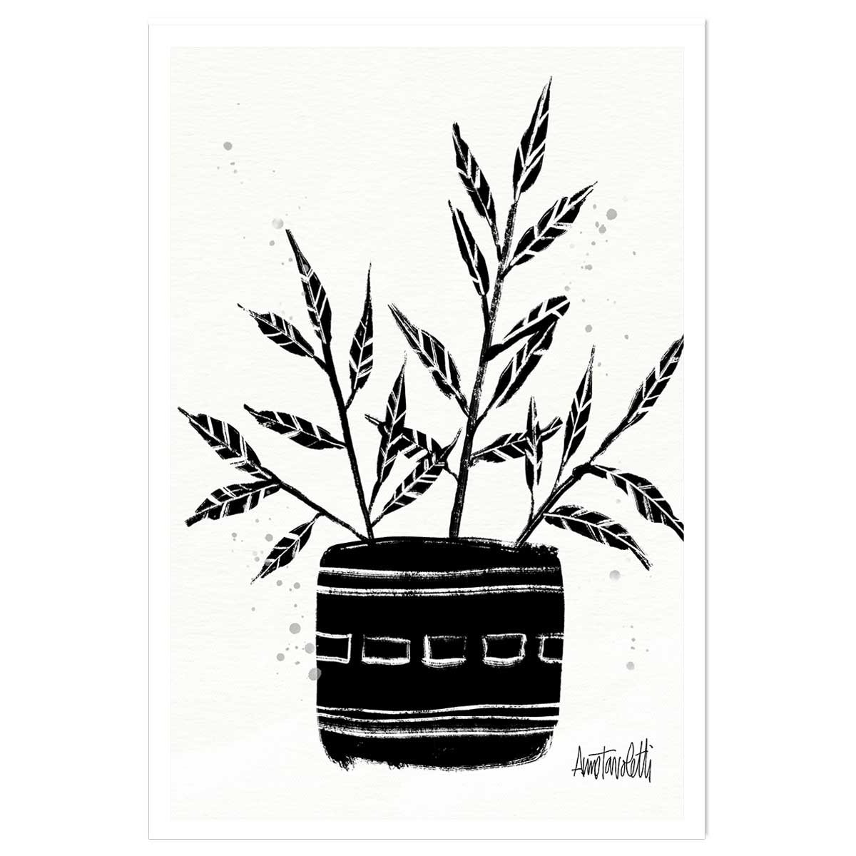 Illustration Botanique et Poterie terre cuite affiche seule, HEXOA