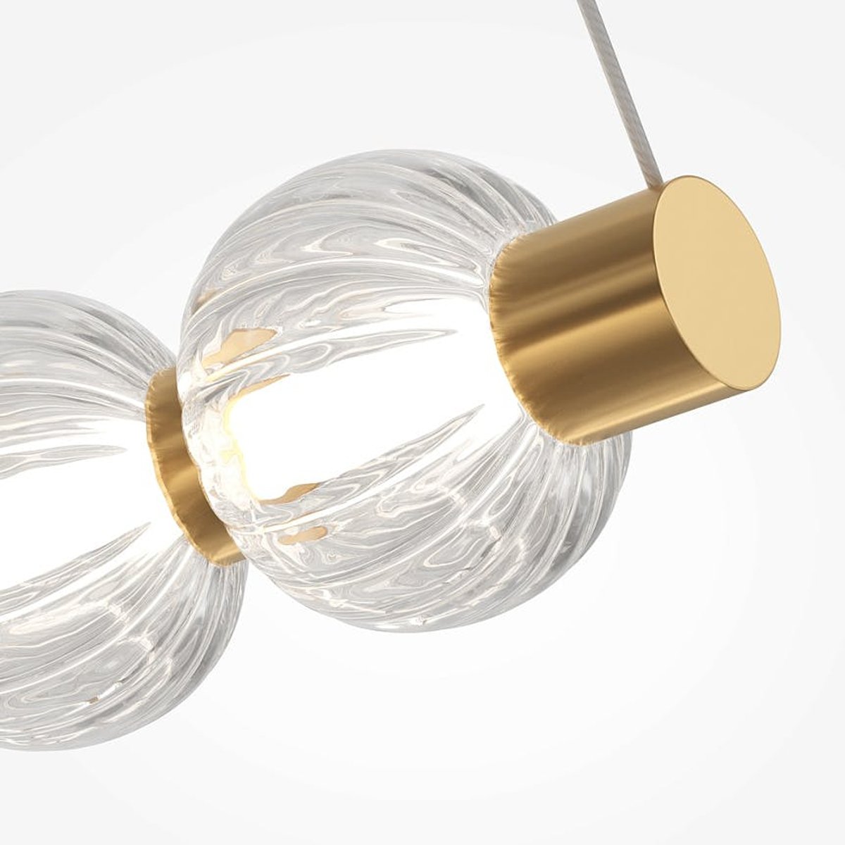 Suspension salon en verre - perles ciselées spirale BELLA doré, PIER IMPORT