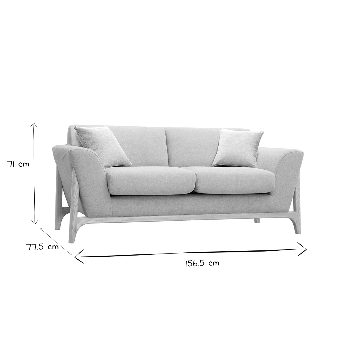 Canapé scandinave 2 places en tissu effet velours texturé beige et bois clair ASAKO beige, MILIBOO