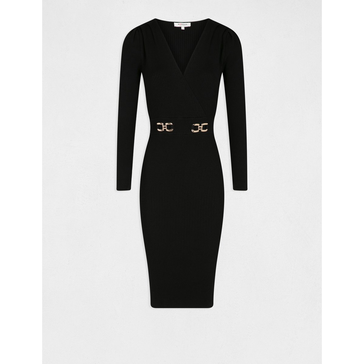 Robe pull ajustée avec boucles noir, MORGAN