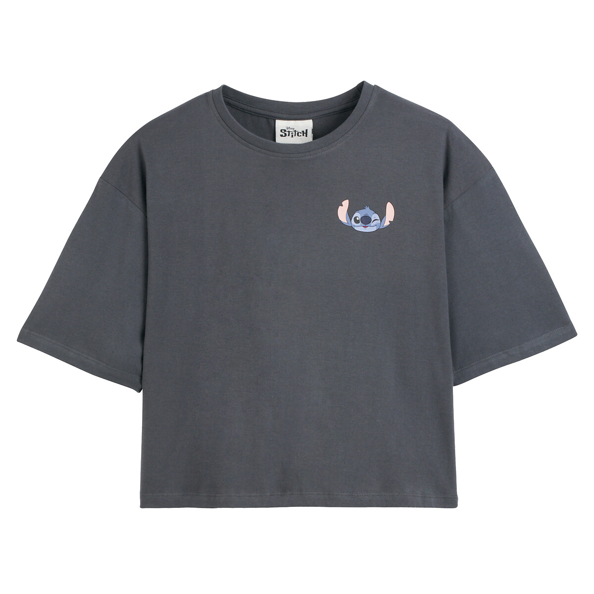 Cotton Teen Girl T-Shirt charcoal grey, STITCH