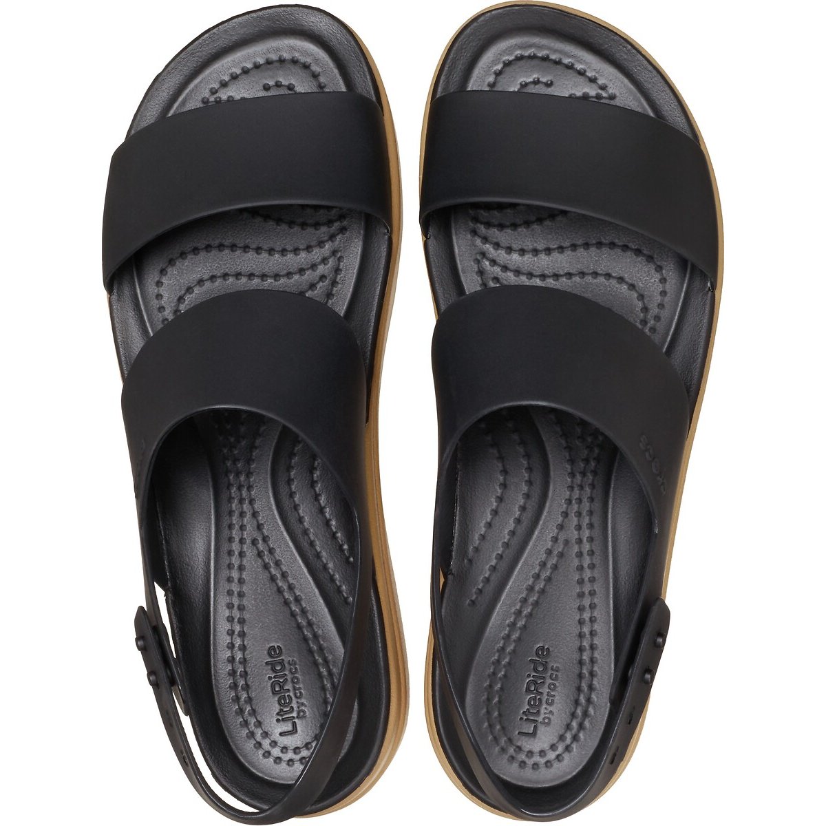 Sandálias compensadas, Brooklyn preto/camel, CROCS