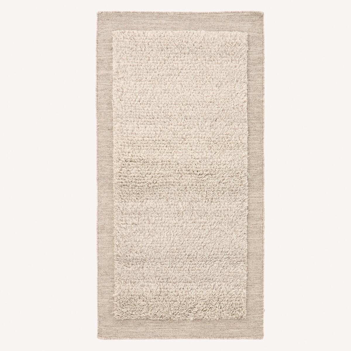 Tapis descente de lit, noué à la main, en laine majoritaire, EDGI naturel chiné, AM.PM