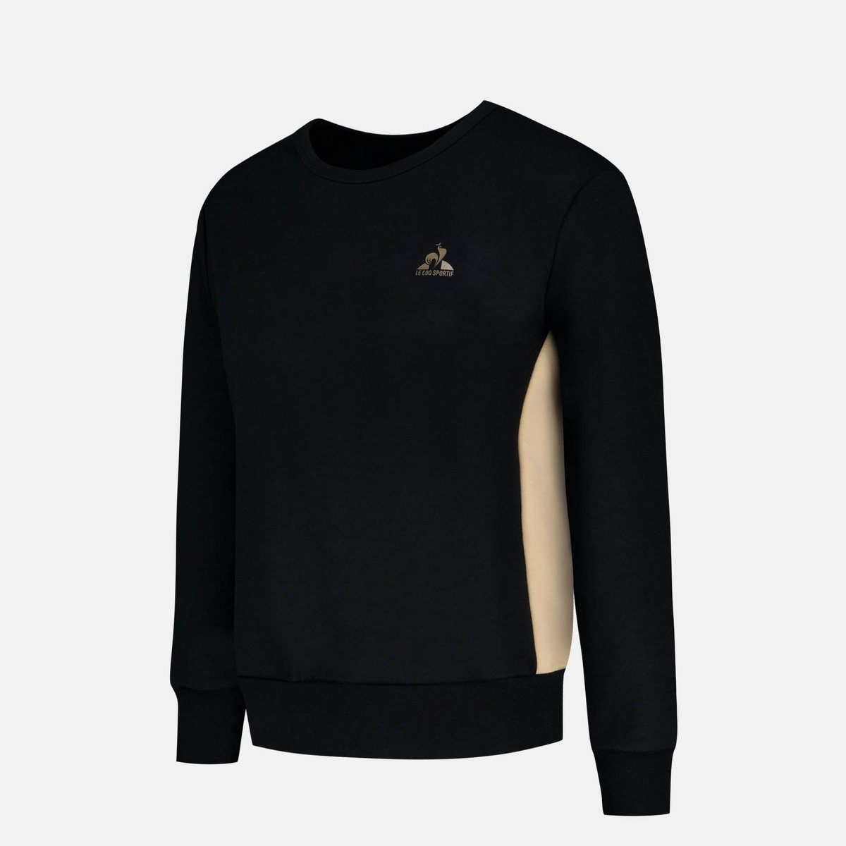 Sweat col rond en double face avec bandes côtés contrastées NOEL black, LE COQ SPORTIF