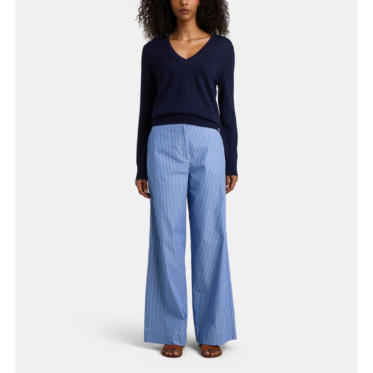 Pull lux en laine mérinos unie bleu marine, JODHPUR