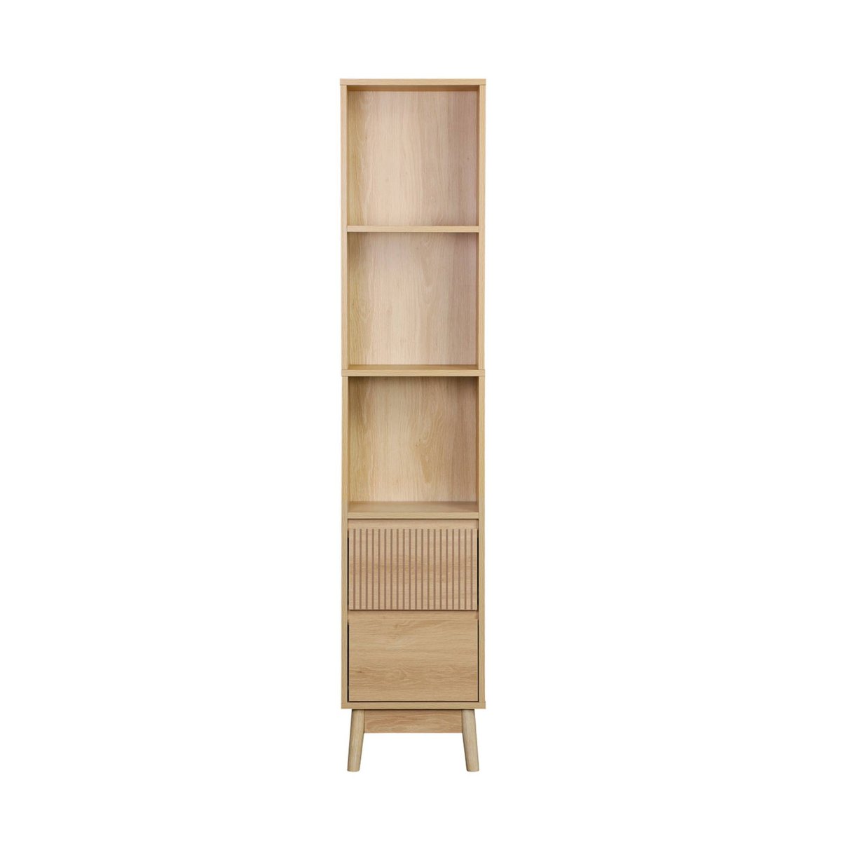 Colonne de rangement décor bois 3 étagères 2 tiroirs LINEAR naturel, SWEEEK