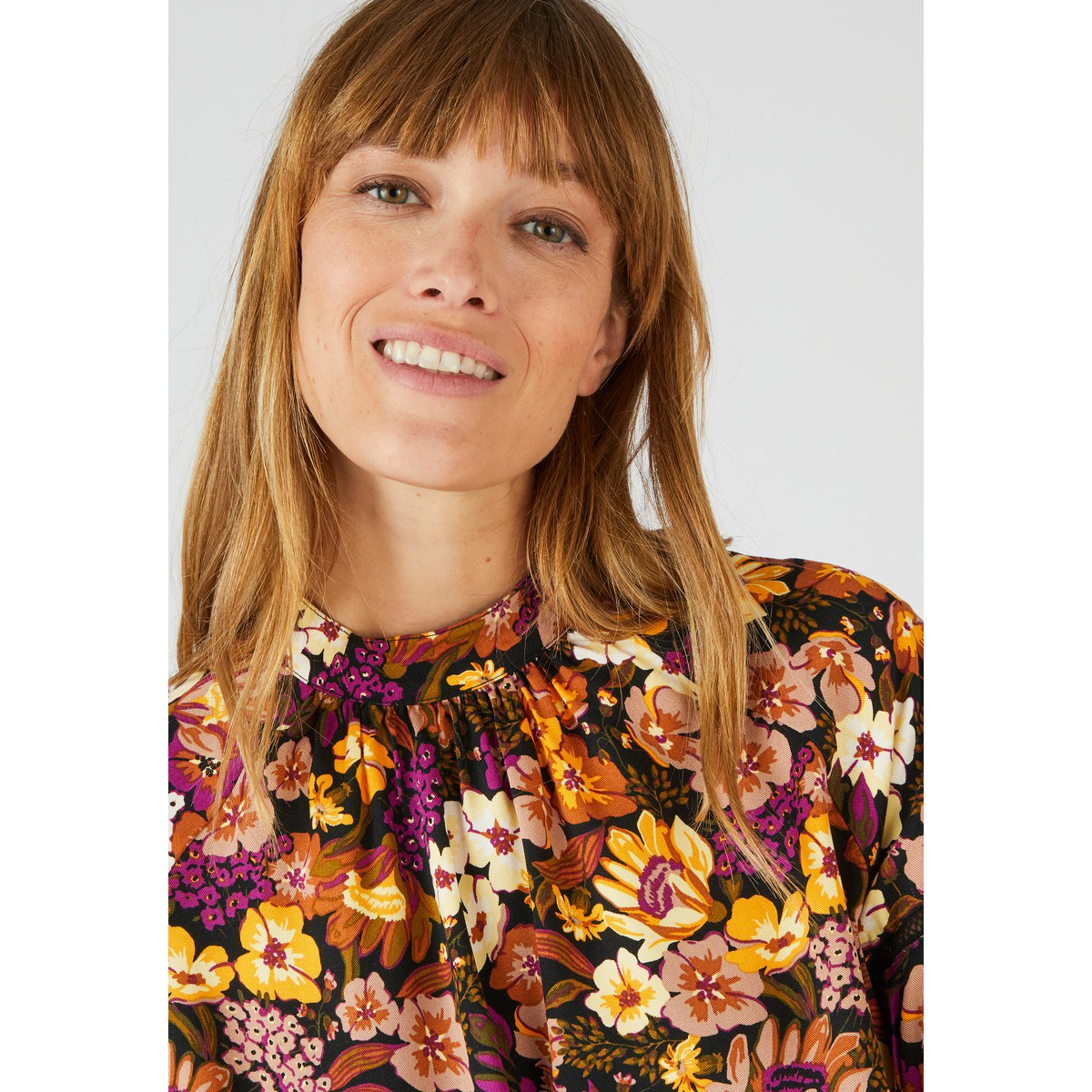 Blouse imprimé foral en fibres viscose imprimé noir, DAMART