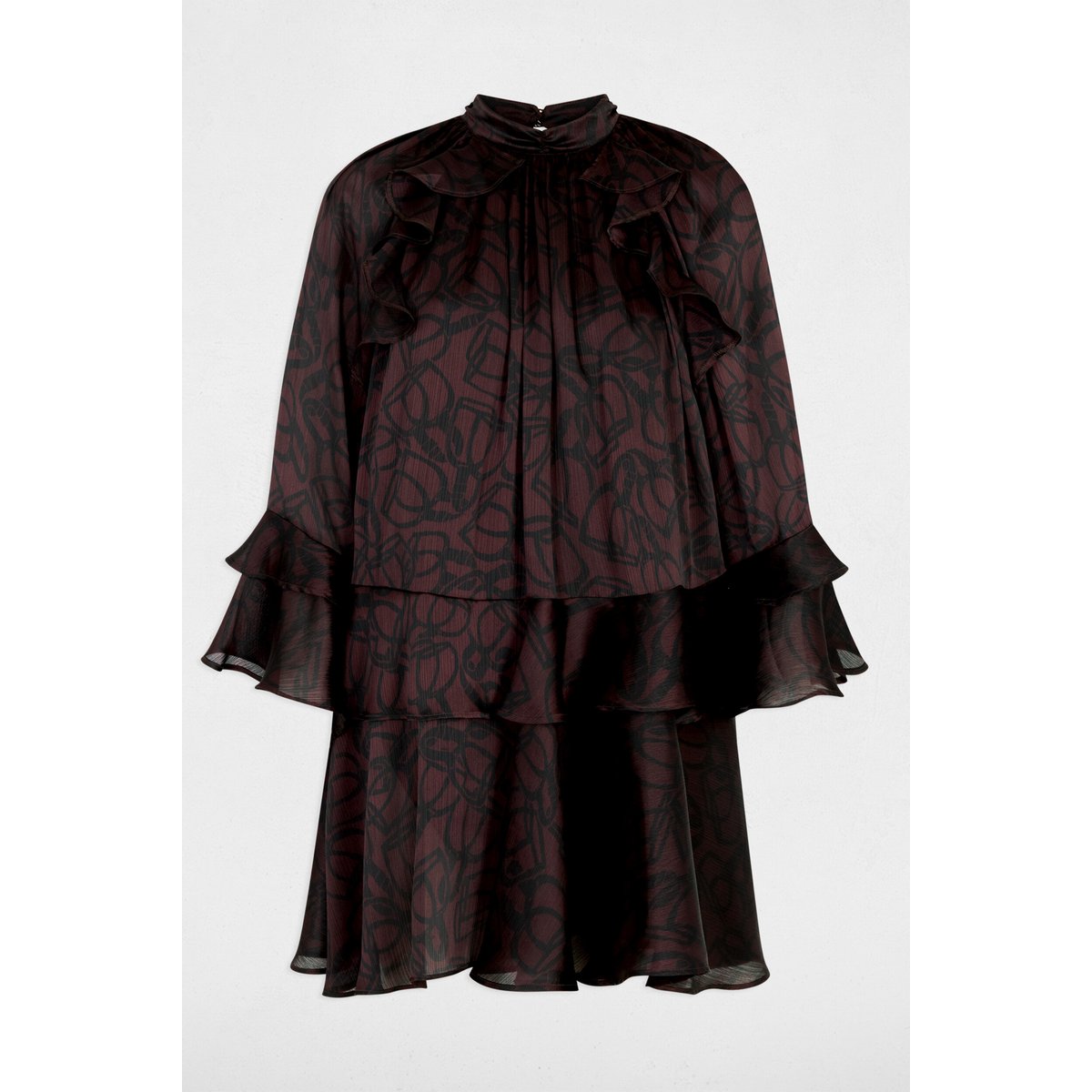 Robe courte col montant multicolore, MORGAN