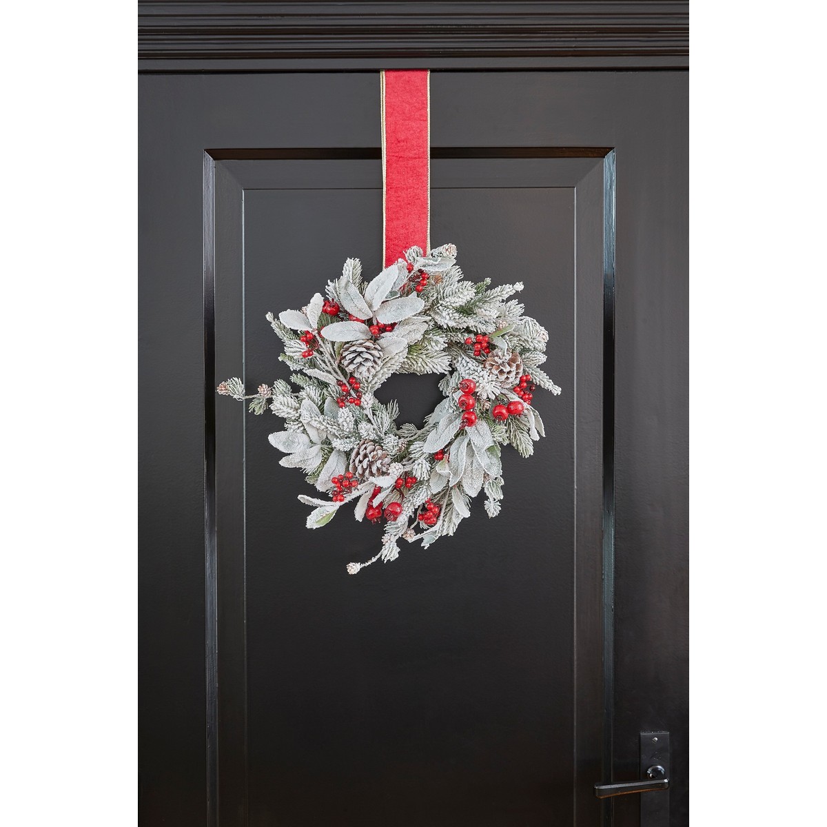 Couronne de Noël enneigée Ø50 cm BELFORT vert, MICA DECORATIONS