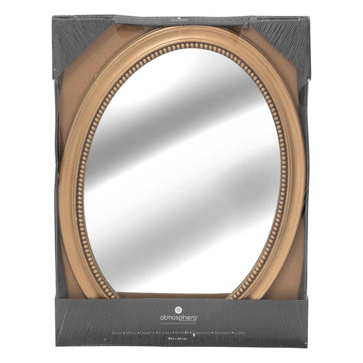 Miroir mural ovale à moulures 53cm VICTORIA doré, ATMOSPHERA