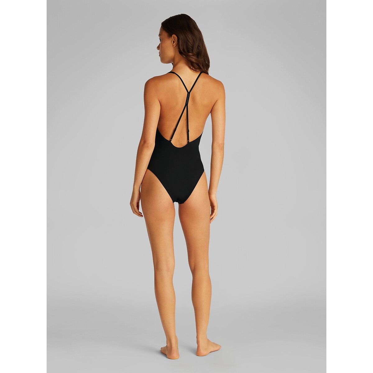 1-Piece Plunging Swimsuit, CK Split Elastic black, CALVIN KLEIN UNDERWEAR