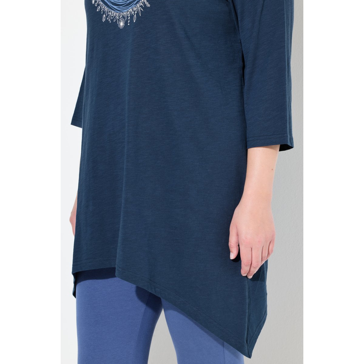 T-shirt long à motif imprimé bleu marine, ULLA POPKEN