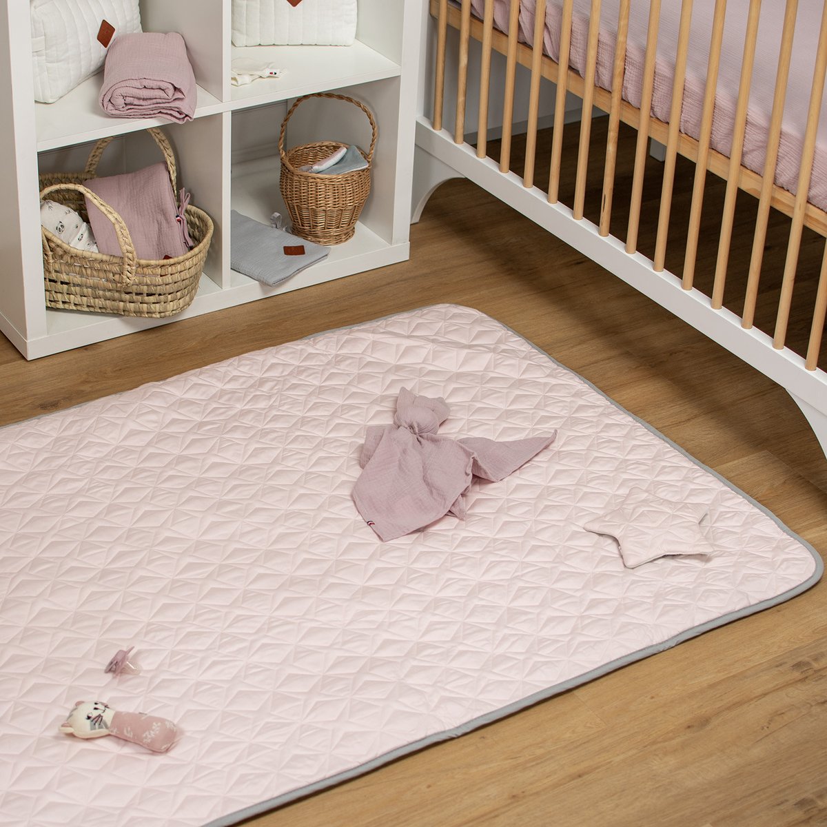 Tapis de parc, tapis d'éveil bébé réversible URBAN rose, SEVIRA KIDS